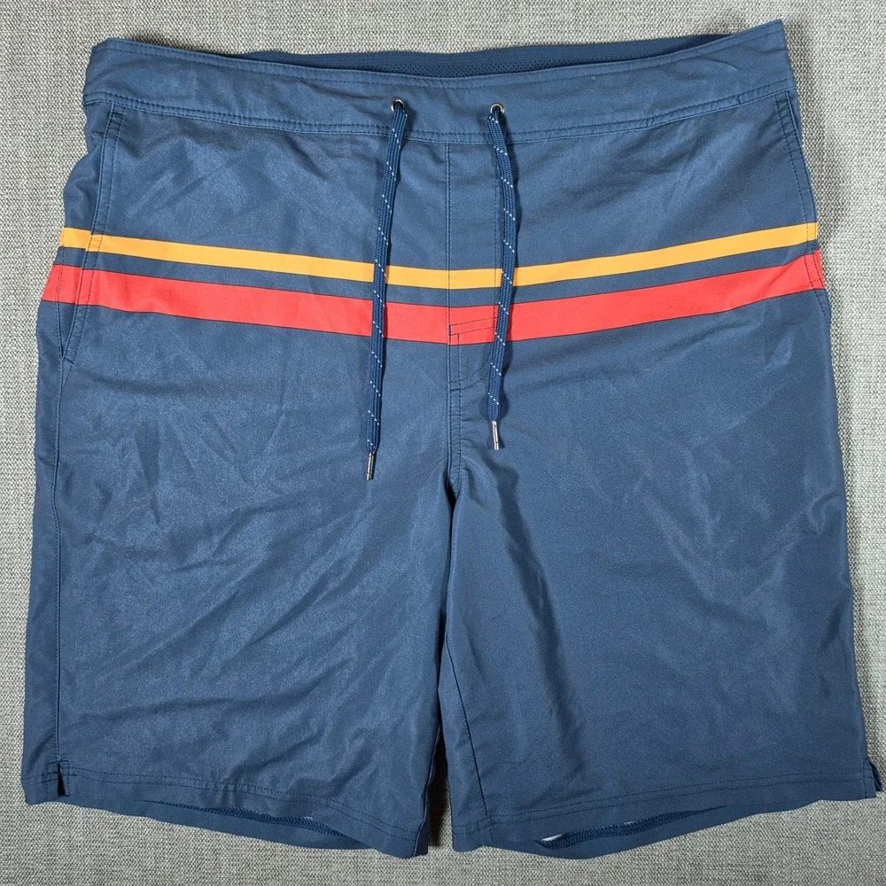 Fair Harbor Board Shorts Mens XXL 36x9 Navy Blue Striped Stretch